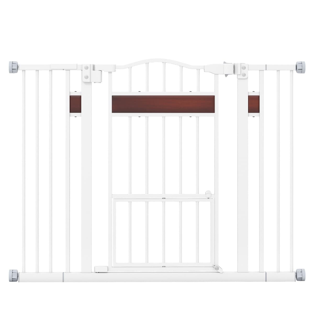 CostwayBarrière pour Animaux de Compagnie Extra Large pour Ouvertures de 76 à 104 cm avec Petite Porte 2 Extensions sans Pression de Perçage Blanc