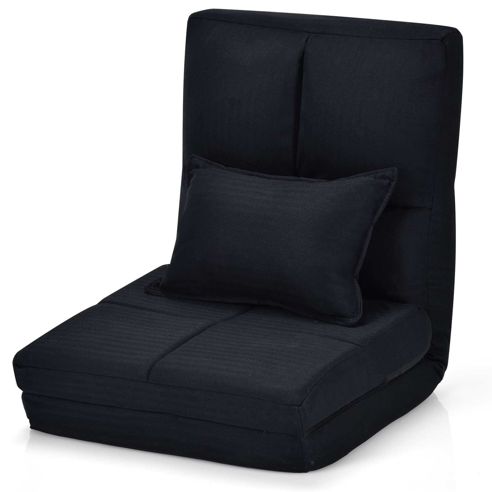 Chaise Paresseux sur Plancher Pliable avec Dossier à 5 Positions Réglables Noir