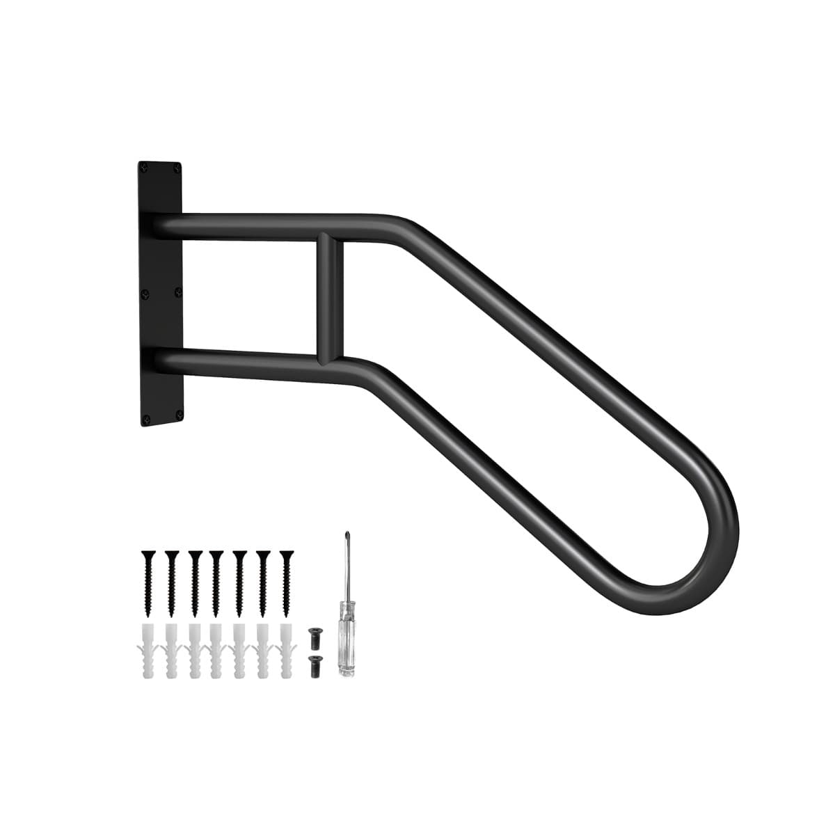 CostwayMains Courantes pour Escaliers Extérieurs pour 1 à 3 Marches Rampe de Sécurité en U Barre d'Appui Murale en Métal pour Personnes Âgées