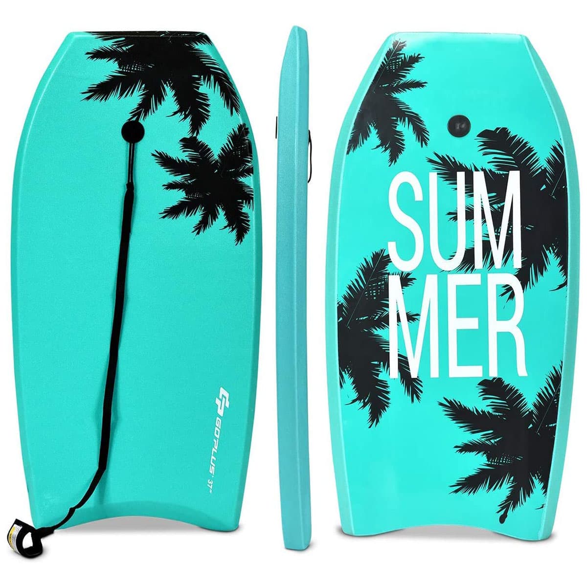 CostwayPlanche de Bodyboard Surf avec Sangle de 90 CM et Dessin Multiple pour Débutant Enfant Adulte